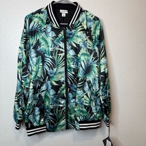 Ava & Viv Tropical Leaf Bomber Jacket Size X New